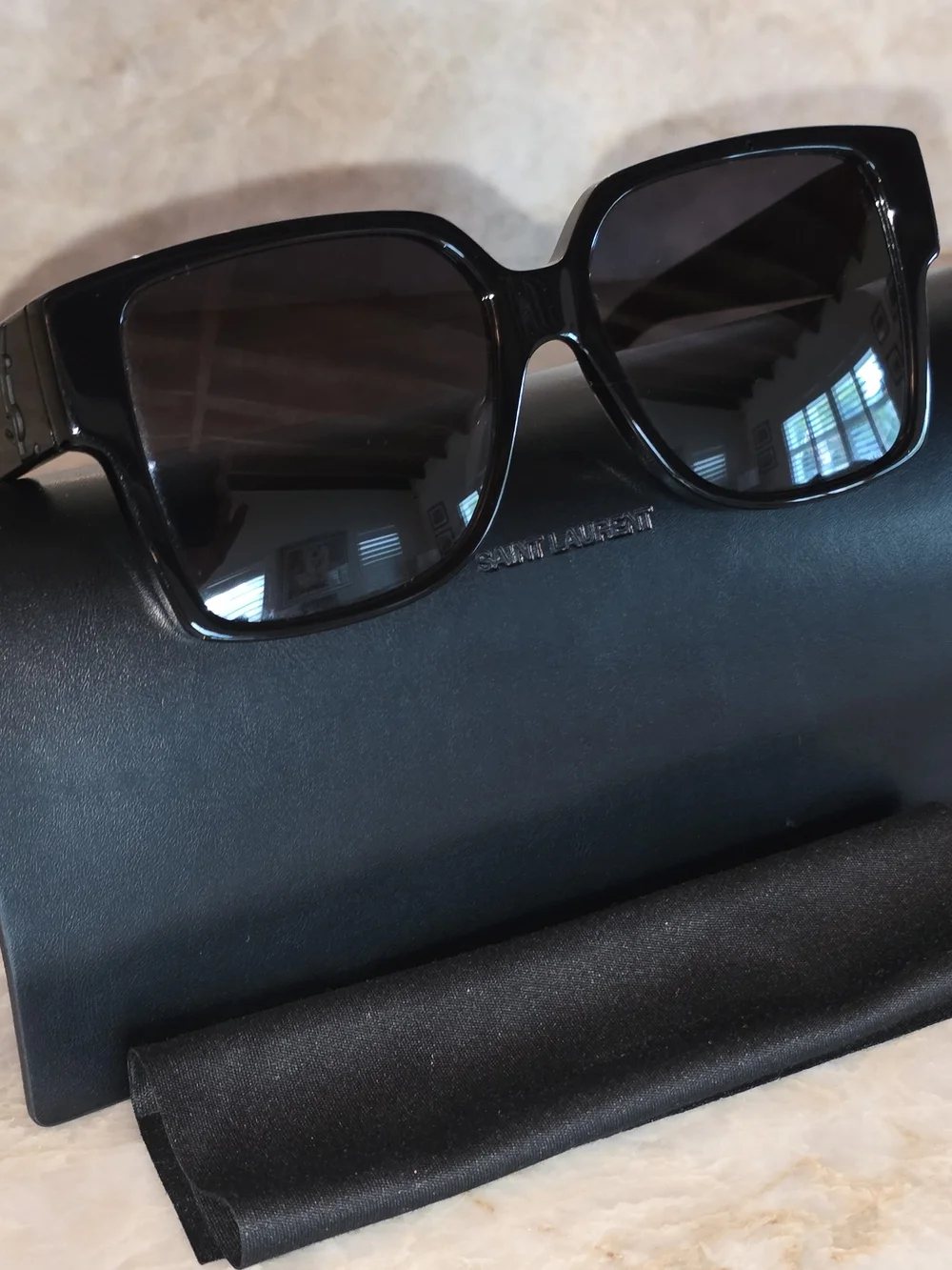 Saint Laurent Glossy Black Square Sunglasses